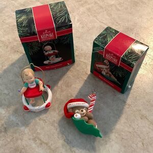 2 Vintage Hallmark Baby Ornaments